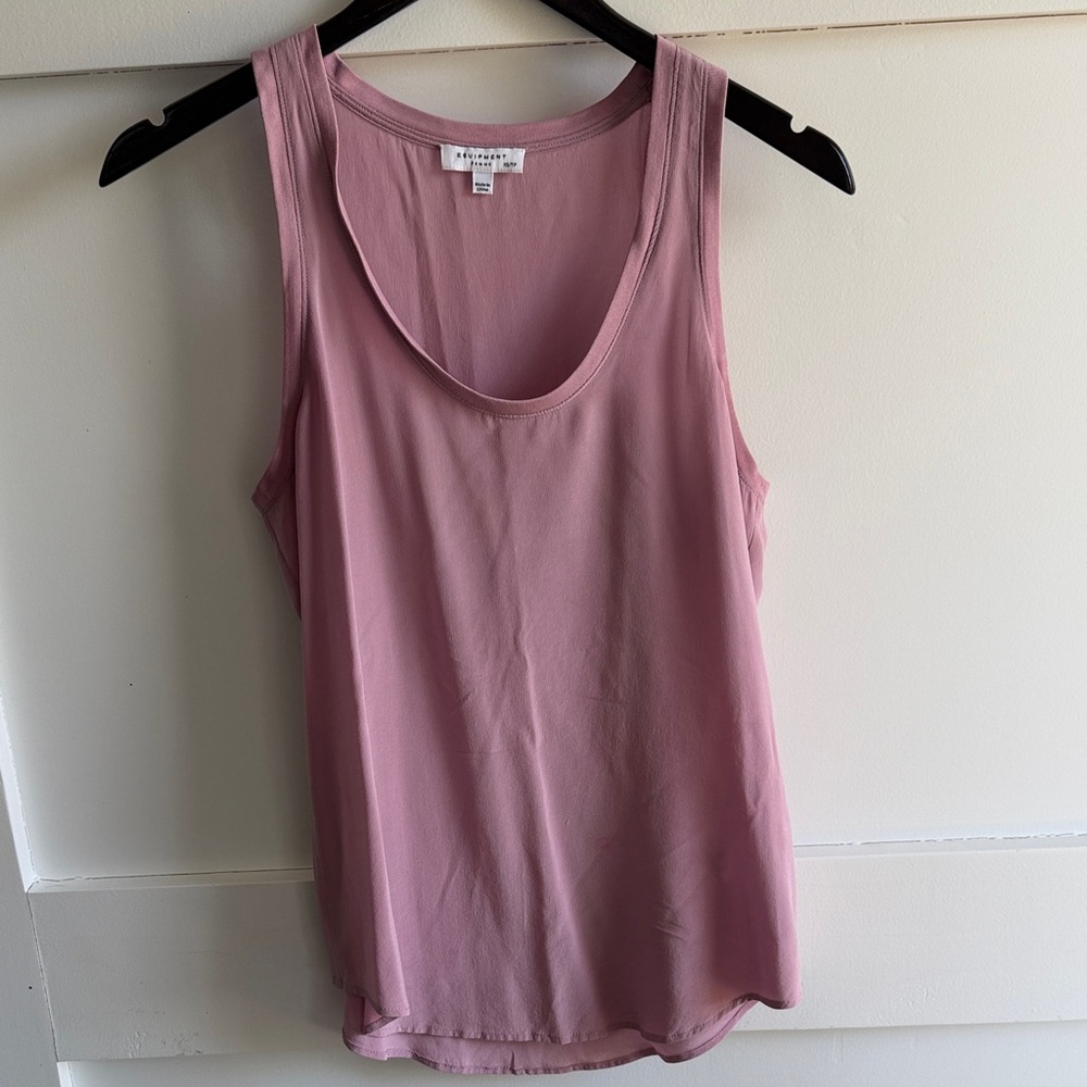Equipment Sleeveless Silk Tank Top in Dusty Rose